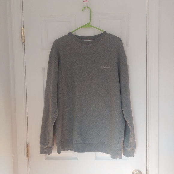 Columbia Sweatshirt Men’s Large Gray OUTDOORS Logo FLEECE CREW EUC - Picture 1 of 6